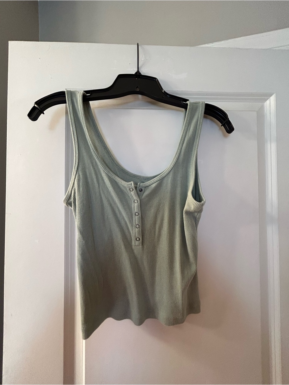 Abercrombie & Fitch Ribbed Henley Tank Top - Sage Green